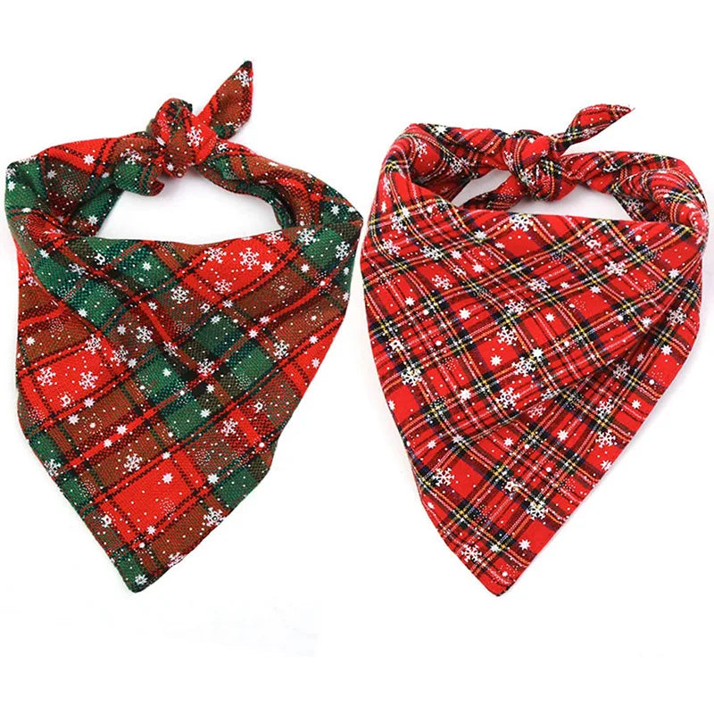 Red Plaid Dog Bandanas Large dog