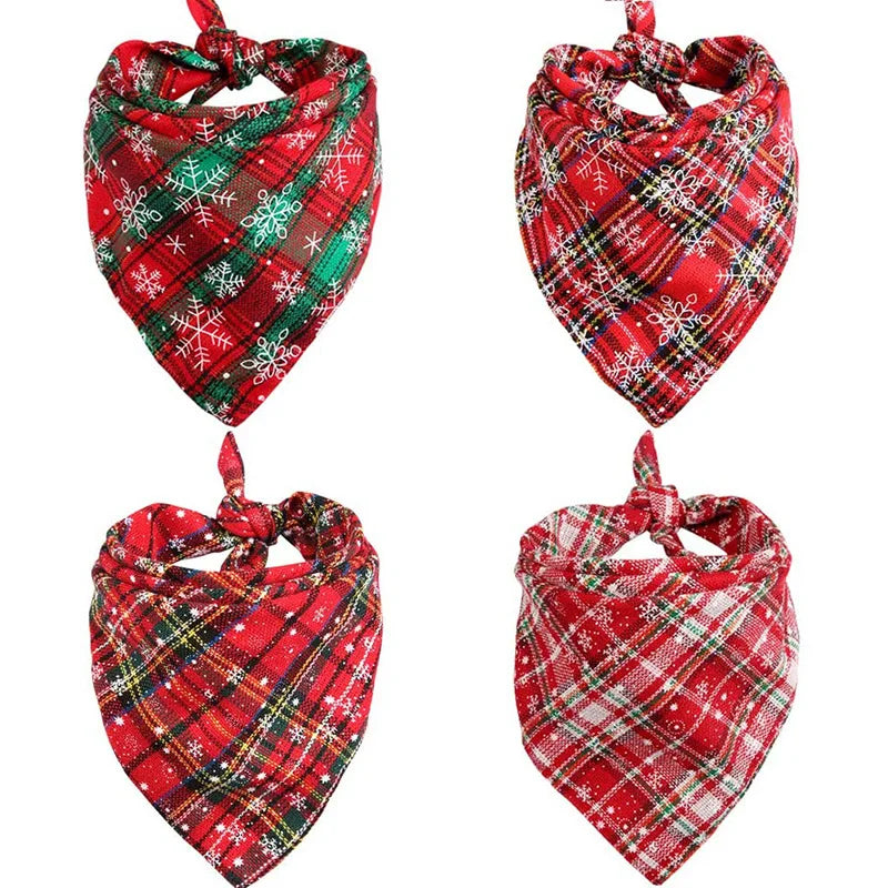 Red Plaid Dog Bandanas Large dog